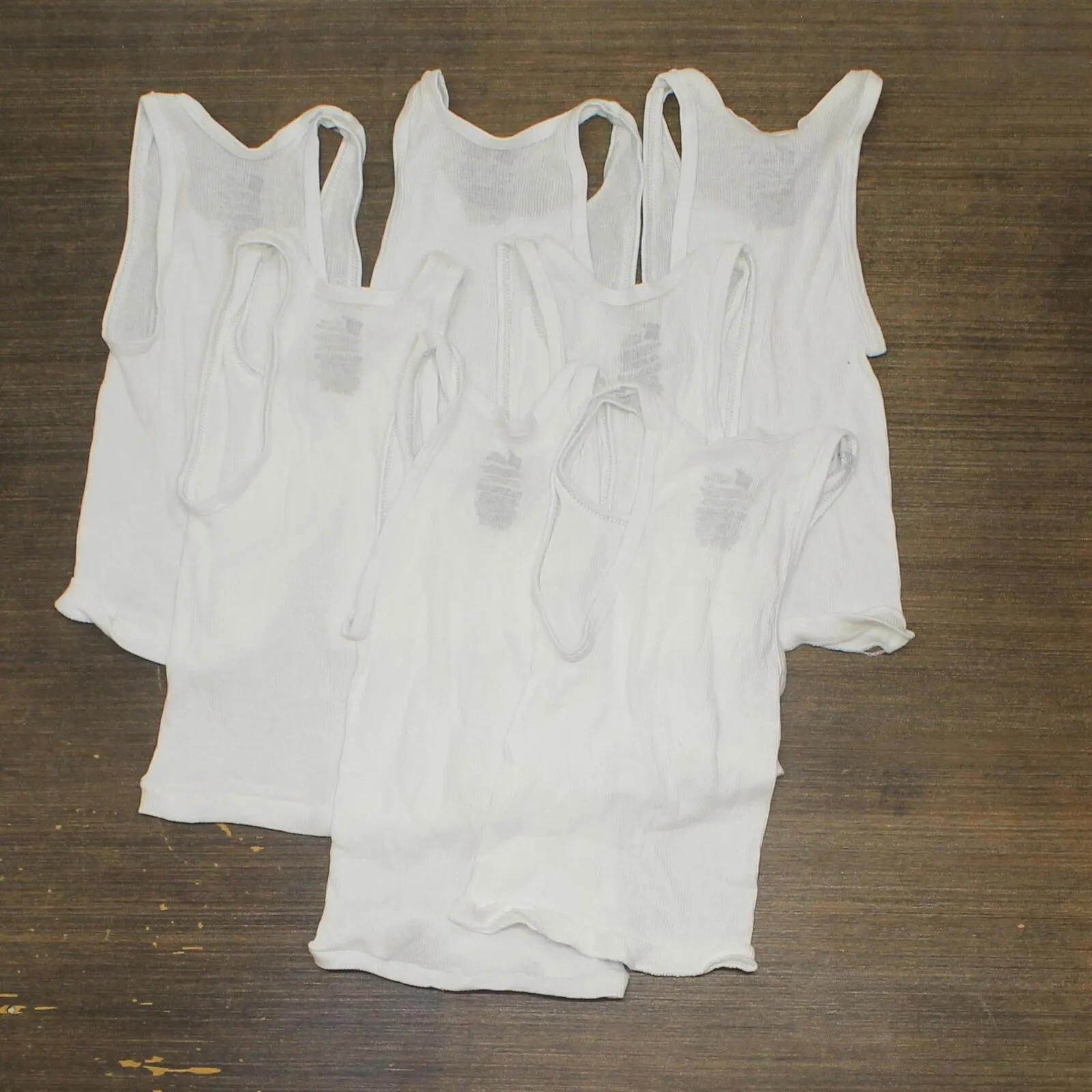 Hanes Boys LOT OF 7 Ribbed Tank Top Undershirt Top 166fbb7c5ccbf9 White XS