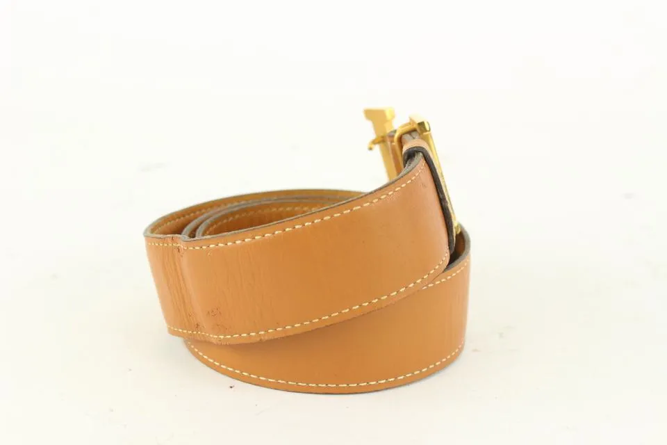 Hermès 32mm Reversible H Logo Belt Kit Brown x Gold 1H124