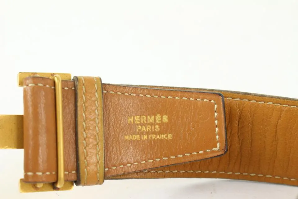 Hermès 32mm Reversible H Logo Belt Kit Brown x Gold 1H124