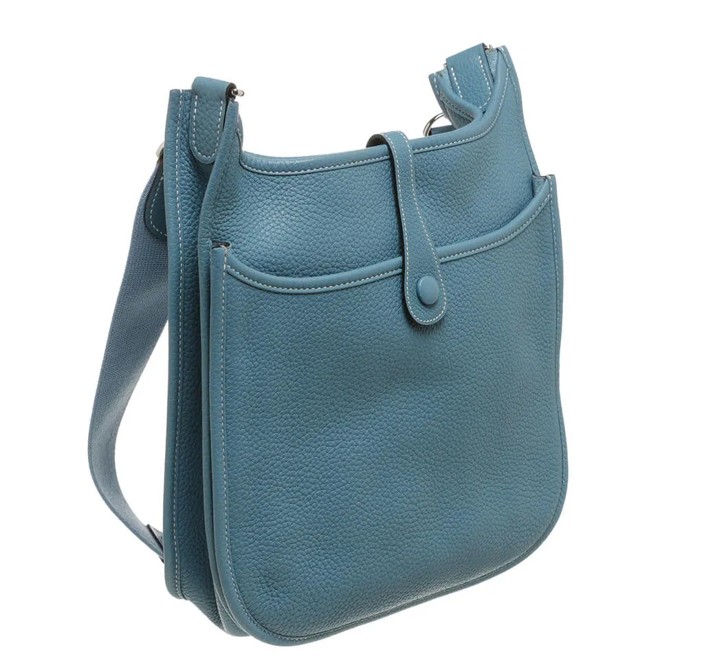 Hermès Evelyne PM Bag Blue Clemence Leather