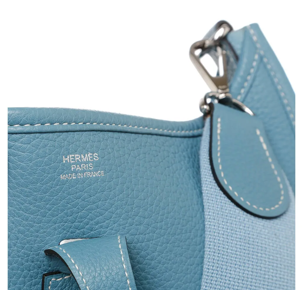 Hermès Evelyne PM Bag Blue Clemence Leather