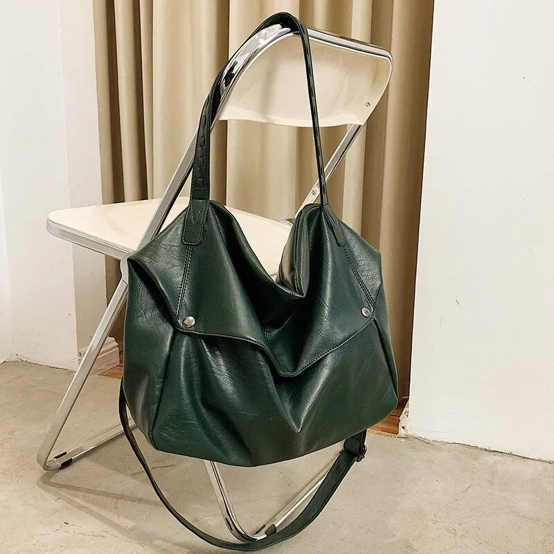 High-capacity Shoulder Crossbody Bags for Women Soft Leather Handbag Designer Solid Color Casual Women Tote Bag Ladies Hand Bags