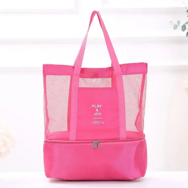 High Capacity Women Mesh Transparent Bag Double-layer Heat Preservation Large Picnic Beach Bags Small Tote Bags for Women