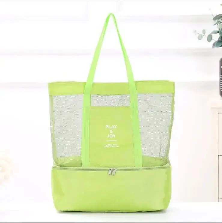 High Capacity Women Mesh Transparent Bag Double-layer Heat Preservation Large Picnic Beach Bags Small Tote Bags for Women