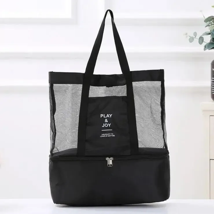 High Capacity Women Mesh Transparent Bag Double-layer Heat Preservation Large Picnic Beach Bags Small Tote Bags for Women