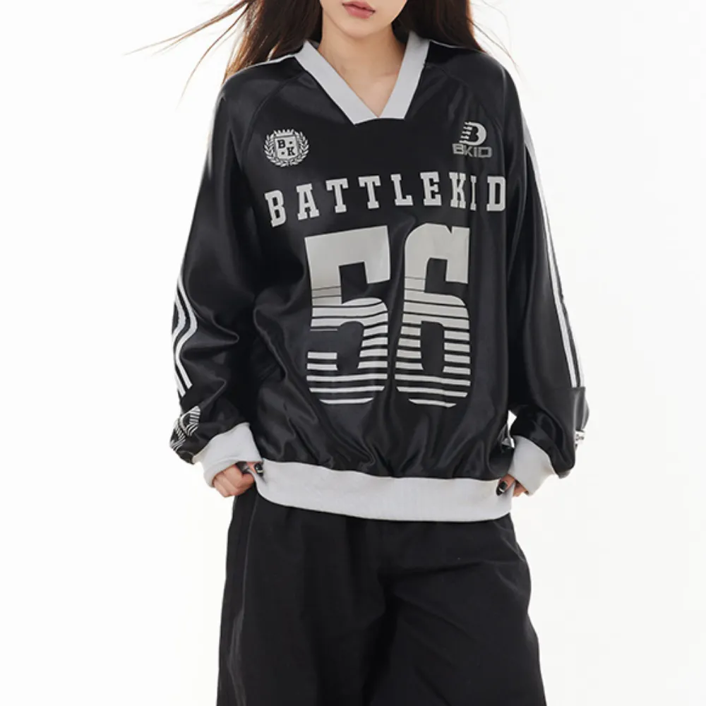 Hip Hop V-Neck Silk Raglan Sweatshirt