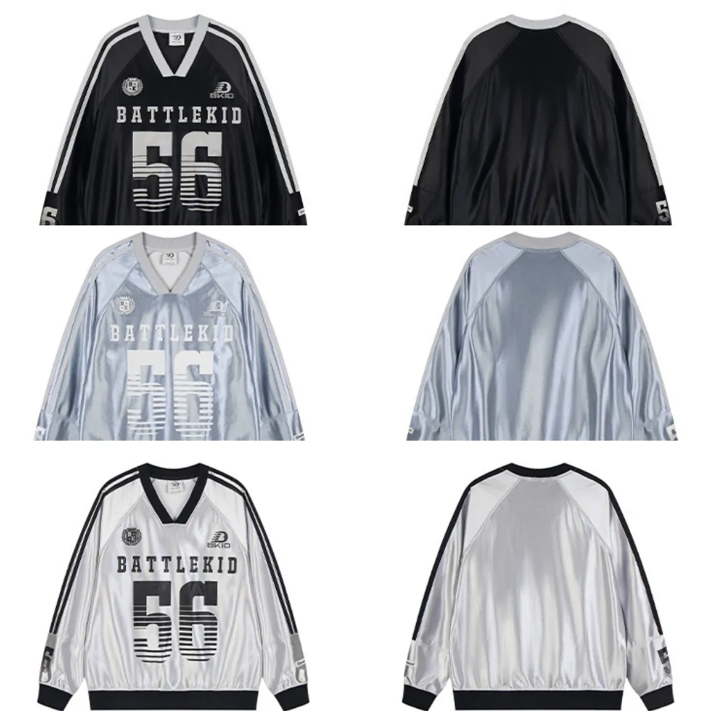 Hip Hop V-Neck Silk Raglan Sweatshirt