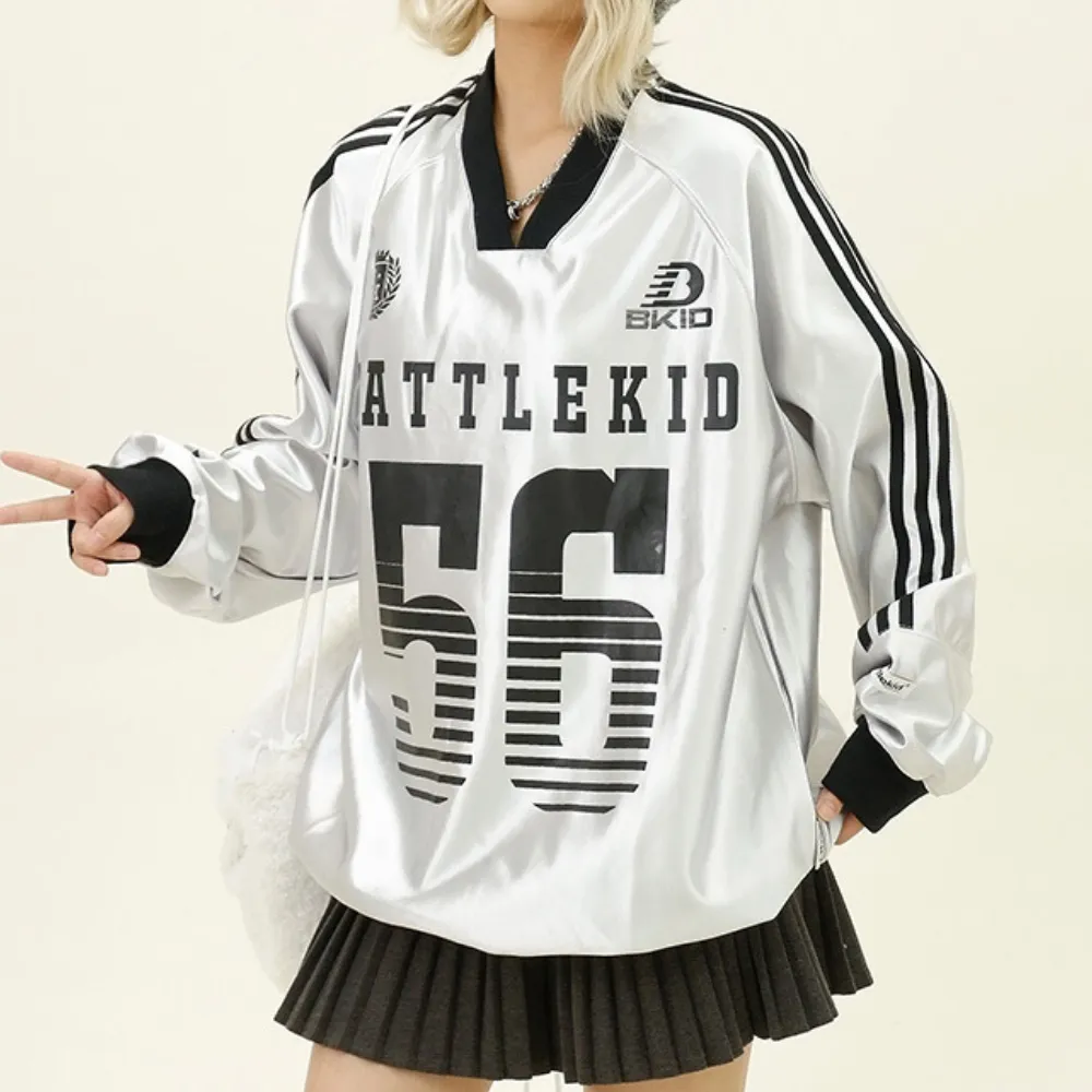 Hip Hop V-Neck Silk Raglan Sweatshirt