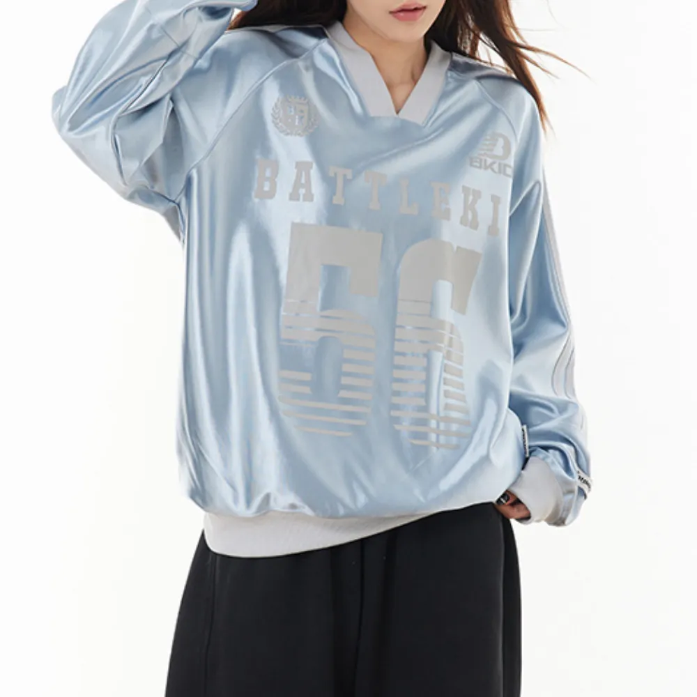 Hip Hop V-Neck Silk Raglan Sweatshirt