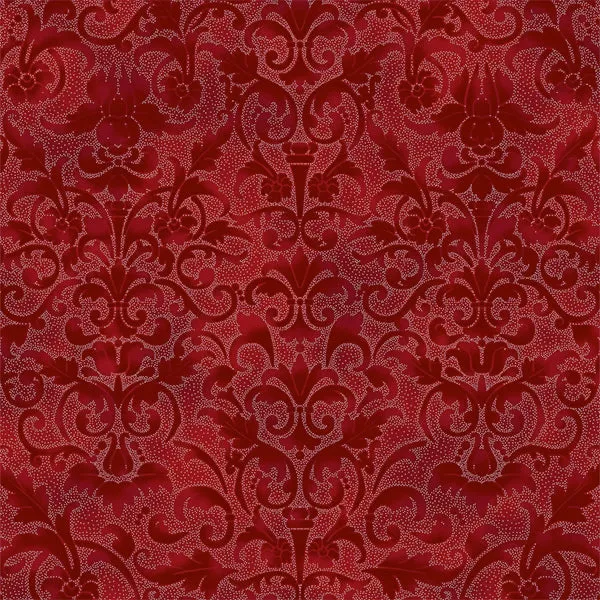 Hoffman Fabrics Joyful Traditions Damask Silver Metallic Cotton Fabric T7752-10S-Crimson-Silver