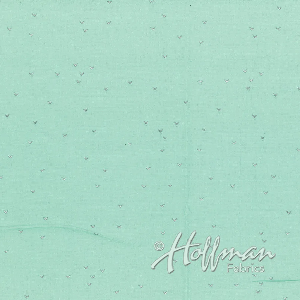 Hoffman Fabrics Me You Spearmint Green Metallic Silver Batik Fabric 148-445S-Spearmint-Silver