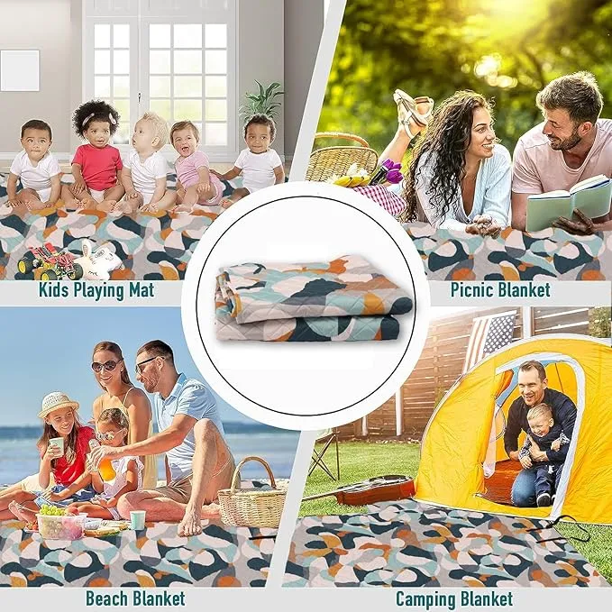 Hooded Outdoor Blanket, Extra Large 82"x 55" Waterpoof Camping Blanket, Quilted, Thick Fleece, Warm, Windproof, Sand Proof, Portable and Wear-Resistant, Perfect for Stadium, Picnic, Camping…