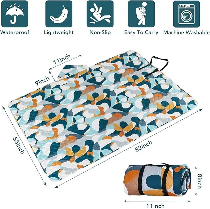 Hooded Outdoor Blanket, Extra Large 82"x 55" Waterpoof Camping Blanket, Quilted, Thick Fleece, Warm, Windproof, Sand Proof, Portable and Wear-Resistant, Perfect for Stadium, Picnic, Camping…