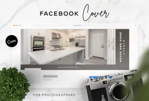 House and Home Studio Facebook Cover for Photographers Editable Canva Template