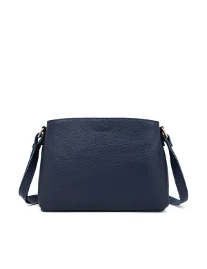 HUNTER TRIPLE COMPARTMENT LEATHER XBODY BAG- E1-0837-NVY