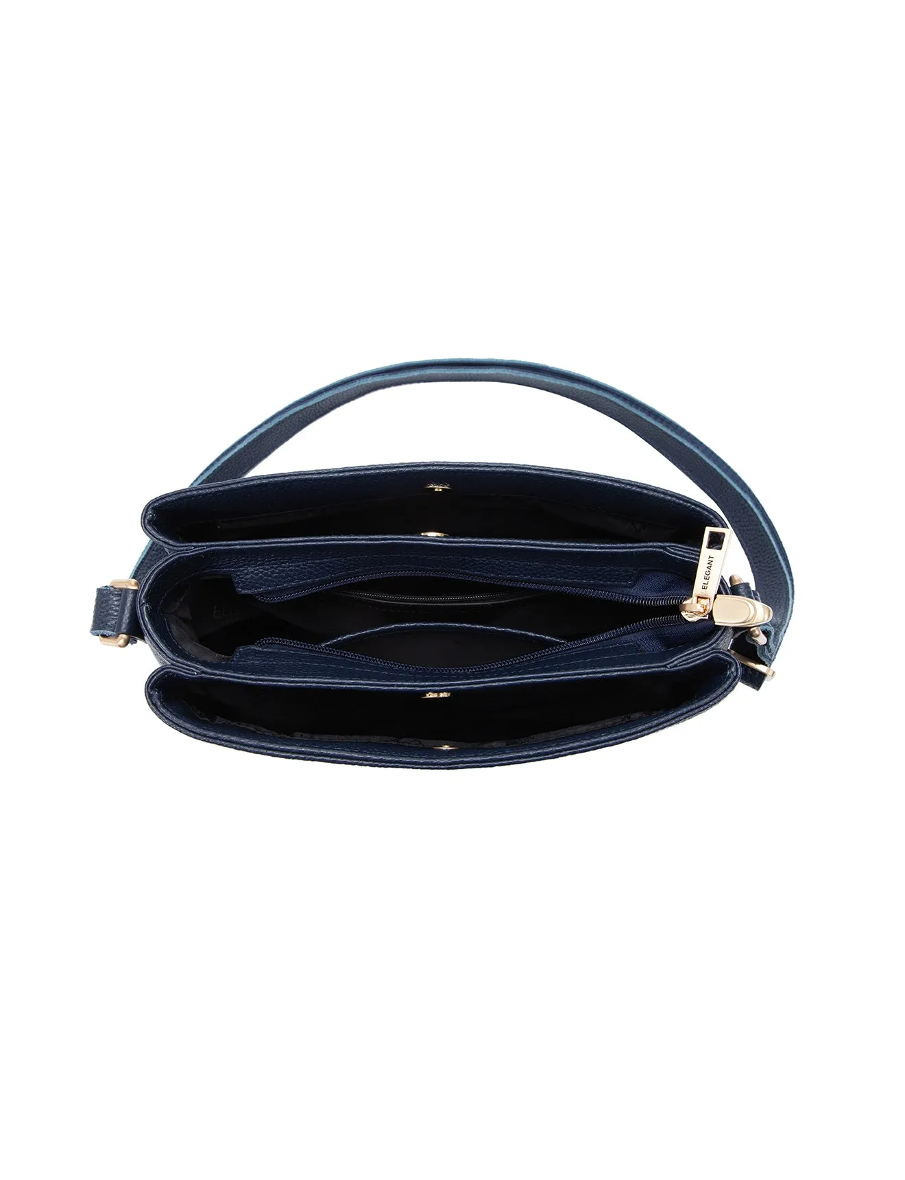 HUNTER TRIPLE COMPARTMENT LEATHER XBODY BAG- E1-0837-NVY
