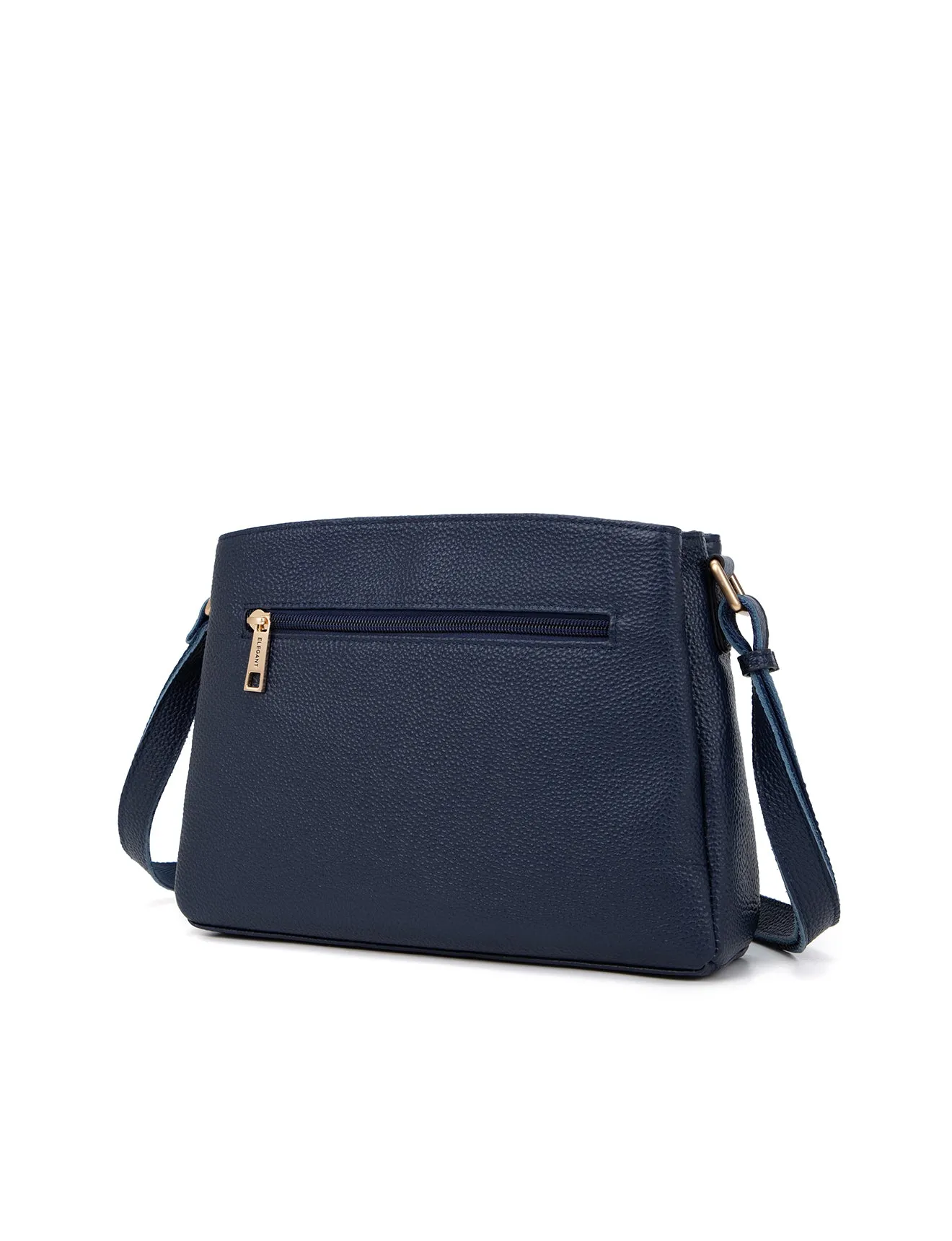 HUNTER TRIPLE COMPARTMENT LEATHER XBODY BAG- E1-0837-NVY