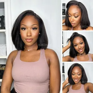 Hyperrealism Kinky Straight With Kinky Edges Bob 13x4 Lace Ventilated Wig
