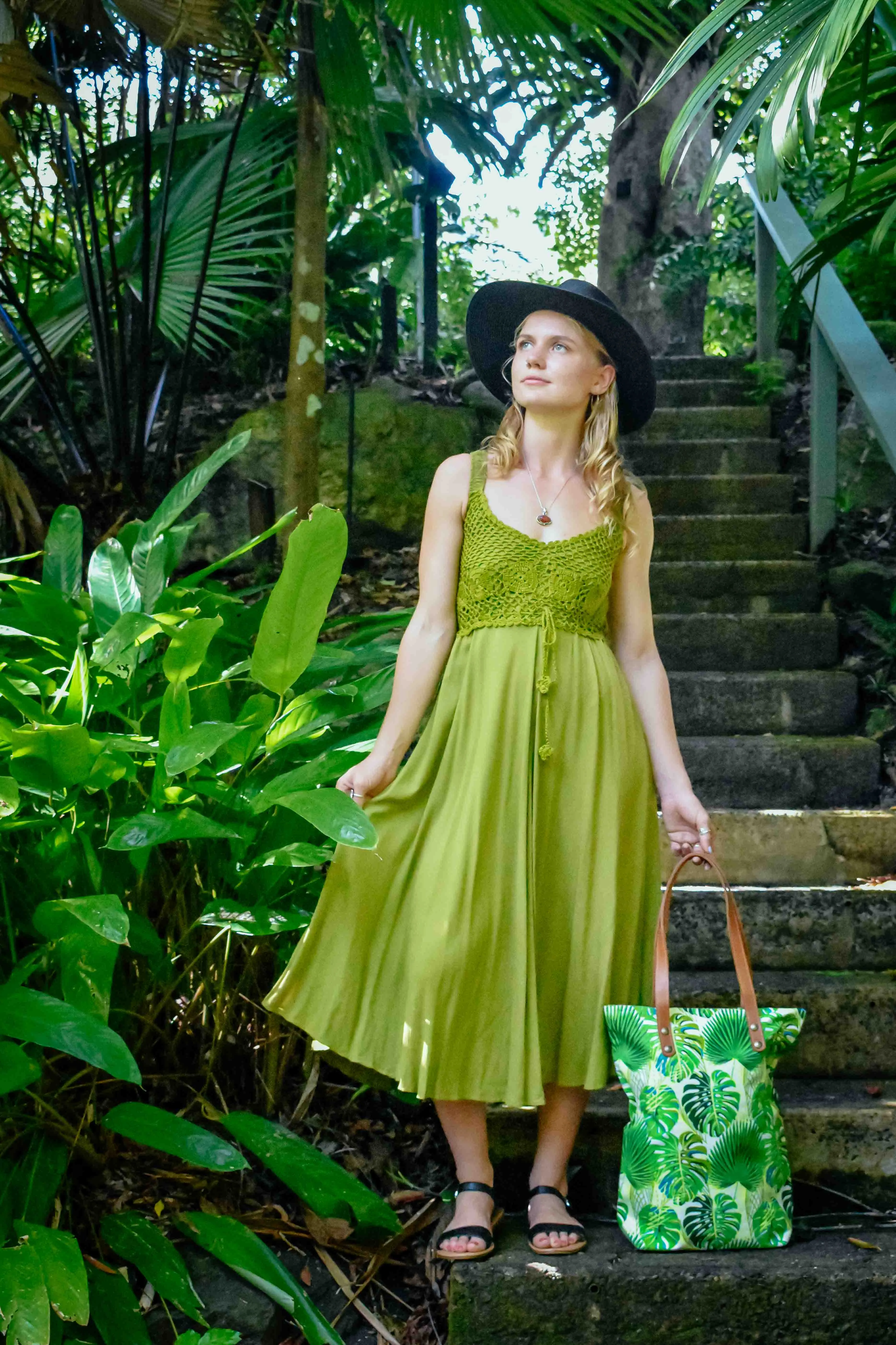 Iris Crochet Dress - Lime