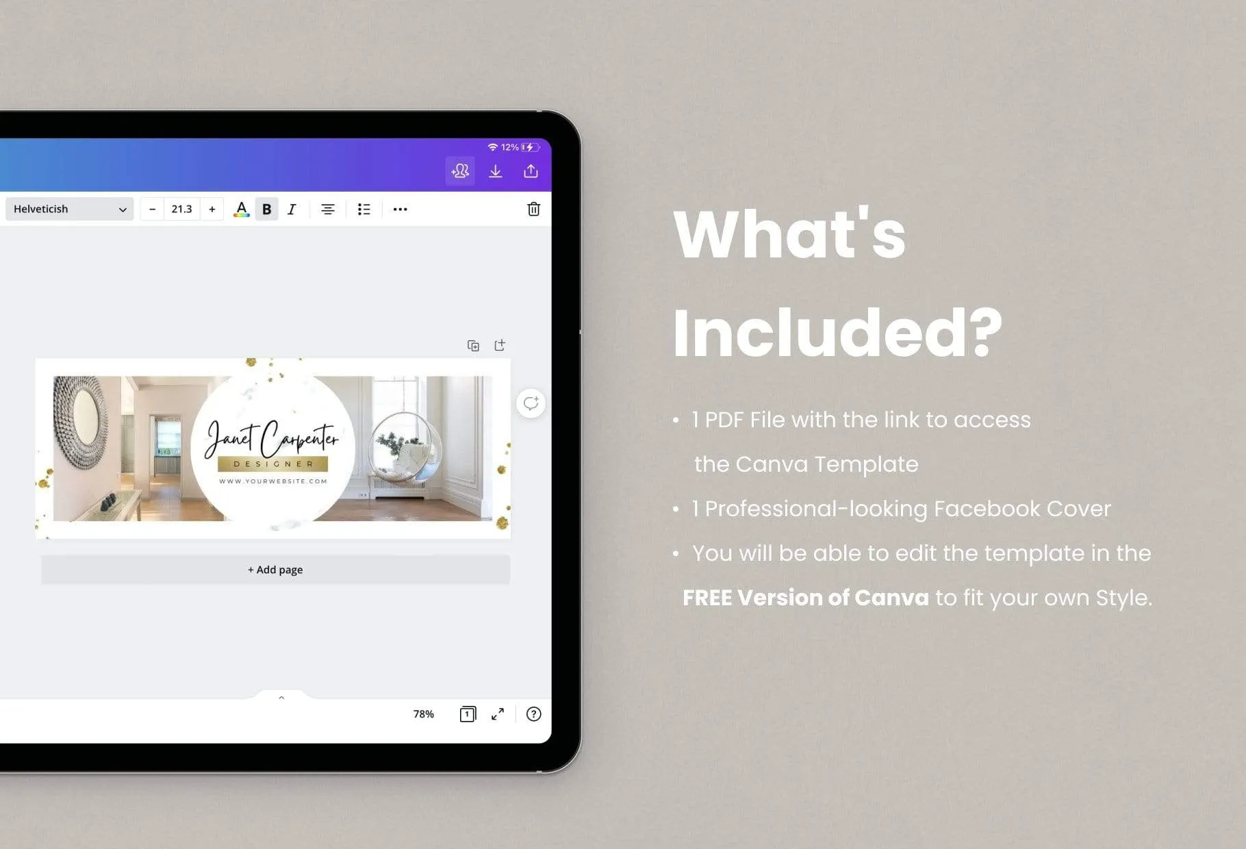 Janet Facebook Cover Canva Template