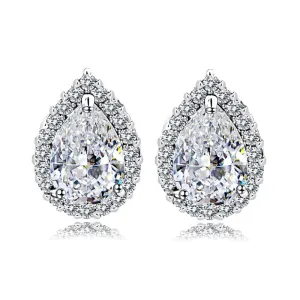 Jemmin Exquisite Sterling Silver Water Drop Crystal Earrings Fine Women Wedding Jewelry Stud Earring Gift Nickel Free