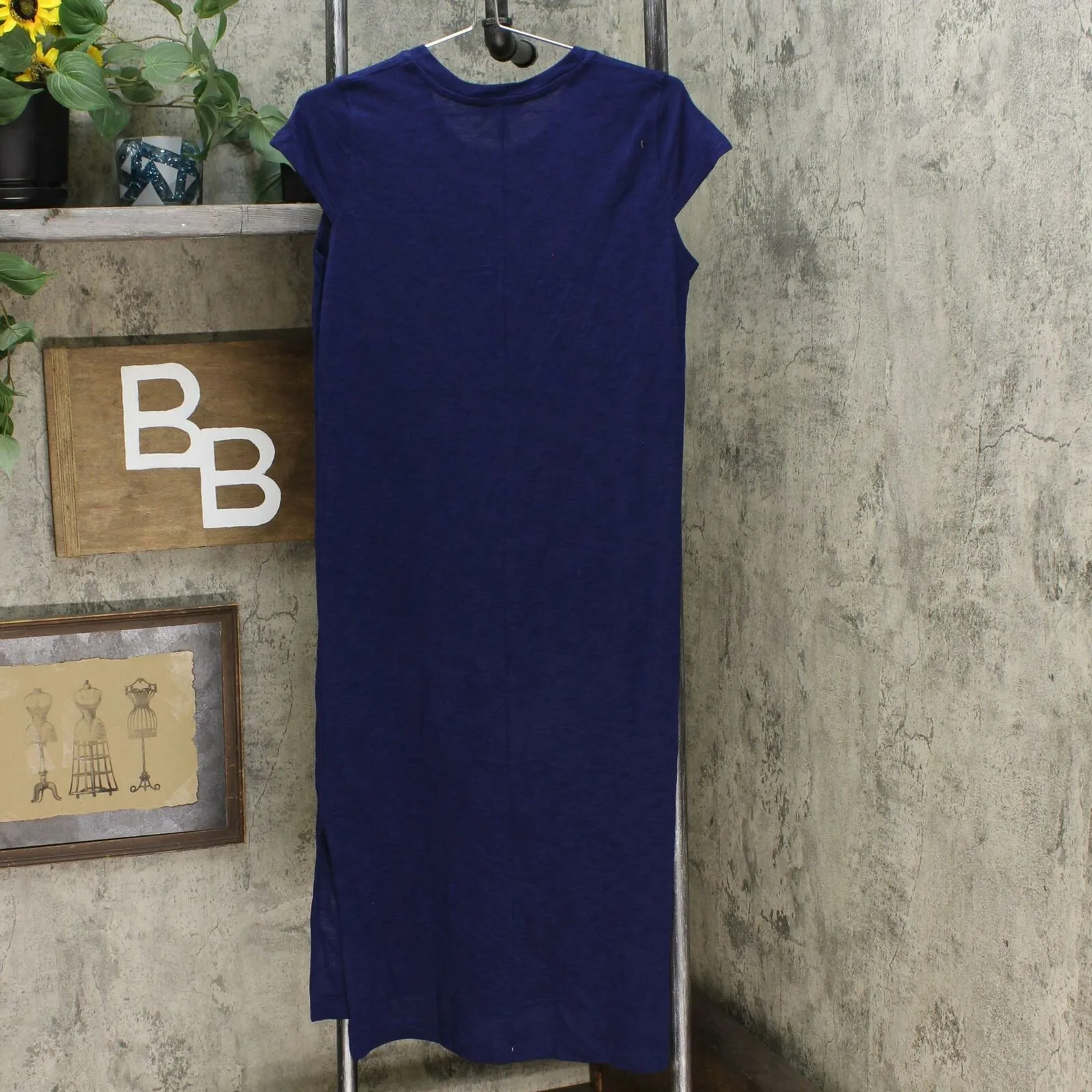 Jessica Simpson Women's Cap Sleeve Side Slit Midi Dress Maritime Blue Small