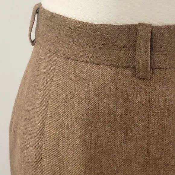 Jones New York Country Large Worsted Wool Vintage Skirt Inverted Pleat Brown