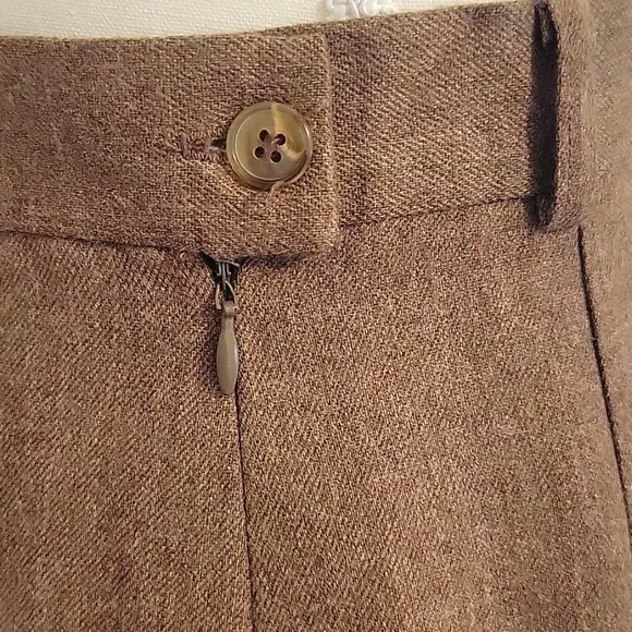 Jones New York Country Large Worsted Wool Vintage Skirt Inverted Pleat Brown