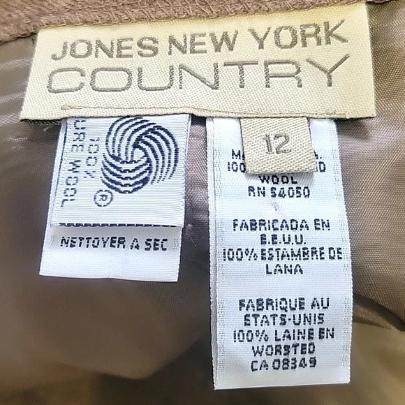 Jones New York Country Large Worsted Wool Vintage Skirt Inverted Pleat Brown