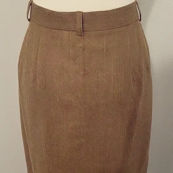 Jones New York Country Large Worsted Wool Vintage Skirt Inverted Pleat Brown