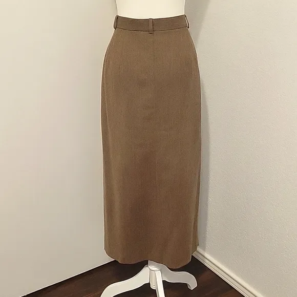 Jones New York Country Large Worsted Wool Vintage Skirt Inverted Pleat Brown