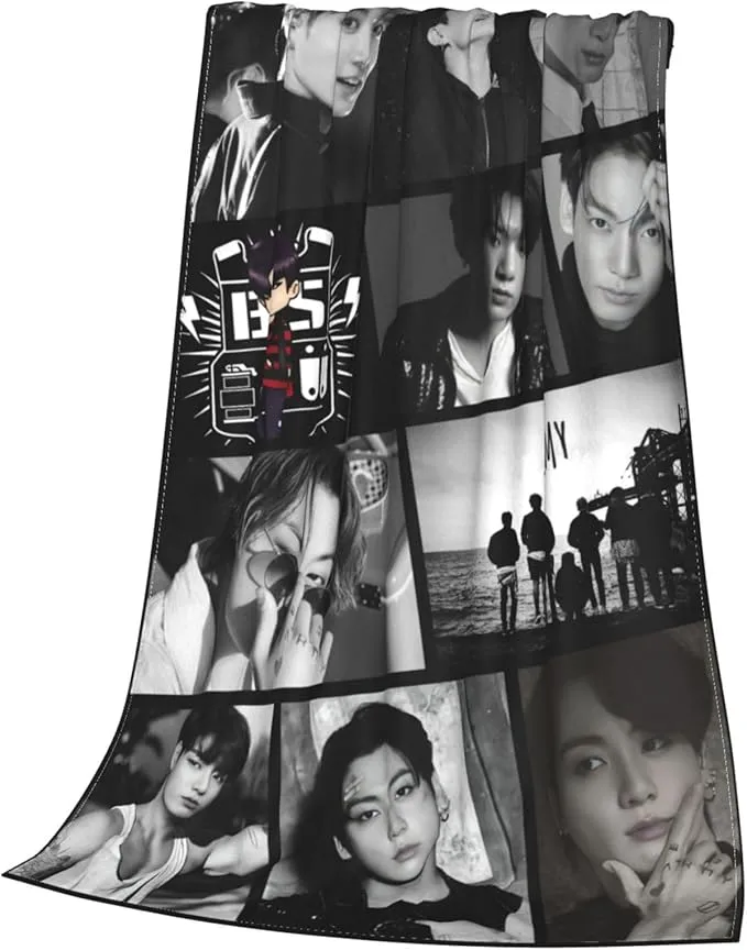 Jung Kook Blanket 60"X80" Soft and Comfortable Warm Fleece Throw Full Picture of Idol Group Blankets Yoga Blankets Beach Blanket Picnic Blankets Gift for Dorm Room Decor Sofa Bed Camping Travel