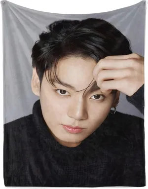 Jung Kook Blanket 60"X80" Soft and Comfortable Warm Fleece Throw Full Picture of Idol Group Blankets Yoga Blankets Beach Blanket Picnic Blankets Gift for Dorm Room Decor Sofa Bed Camping Travel
