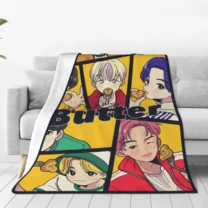 Jung Kook Blanket 60"X80" Soft and Comfortable Warm Fleece Throw Full Picture of Idol Group Blankets Yoga Blankets Beach Blanket Picnic Blankets Gift for Dorm Room Decor Sofa Bed Camping Travel