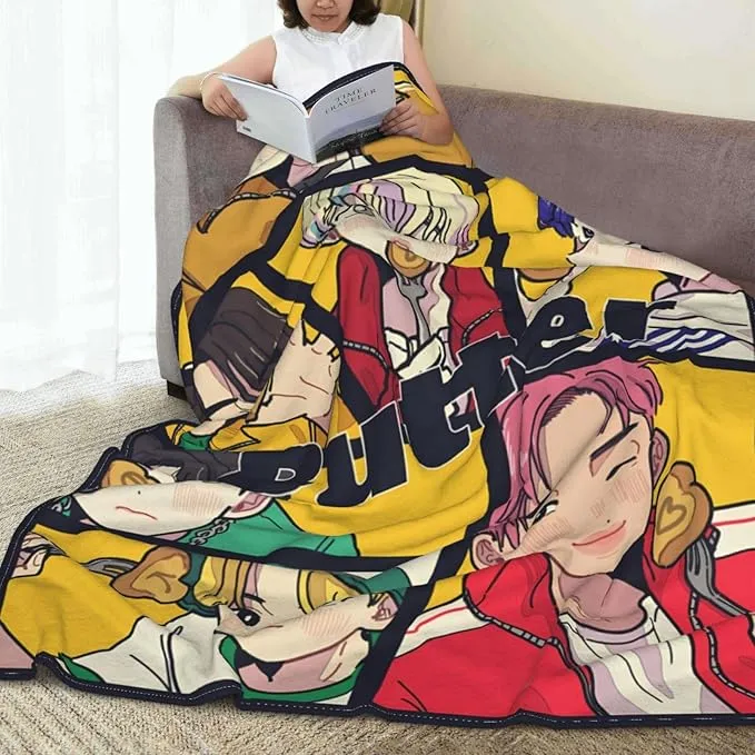 Jung Kook Blanket 60"X80" Soft and Comfortable Warm Fleece Throw Full Picture of Idol Group Blankets Yoga Blankets Beach Blanket Picnic Blankets Gift for Dorm Room Decor Sofa Bed Camping Travel