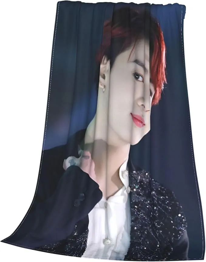 Jung Kook Blanket 60"X80" Soft and Comfortable Warm Fleece Throw Full Picture of Idol Group Blankets Yoga Blankets Beach Blanket Picnic Blankets Gift for Dorm Room Decor Sofa Bed Camping Travel