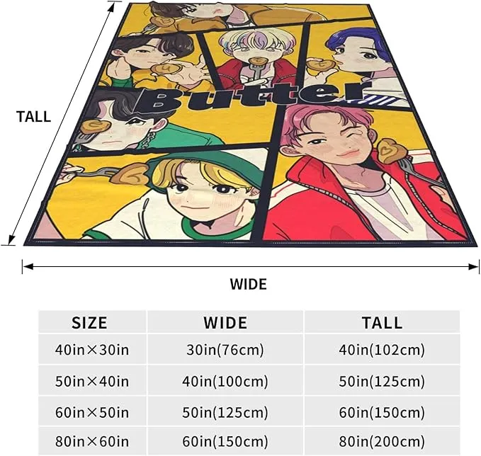 Jung Kook Blanket 60"X80" Soft and Comfortable Warm Fleece Throw Full Picture of Idol Group Blankets Yoga Blankets Beach Blanket Picnic Blankets Gift for Dorm Room Decor Sofa Bed Camping Travel