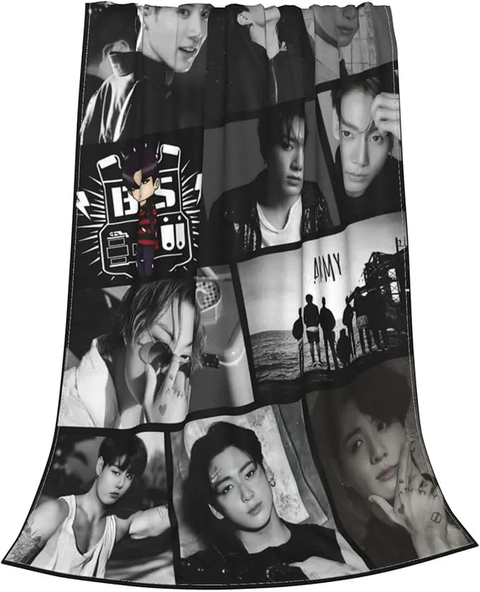 Jung Kook Blanket 60"X80" Soft and Comfortable Warm Fleece Throw Full Picture of Idol Group Blankets Yoga Blankets Beach Blanket Picnic Blankets Gift for Dorm Room Decor Sofa Bed Camping Travel