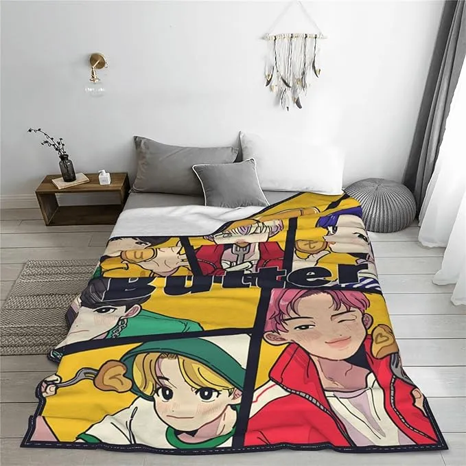 Jung Kook Blanket 60"X80" Soft and Comfortable Warm Fleece Throw Full Picture of Idol Group Blankets Yoga Blankets Beach Blanket Picnic Blankets Gift for Dorm Room Decor Sofa Bed Camping Travel