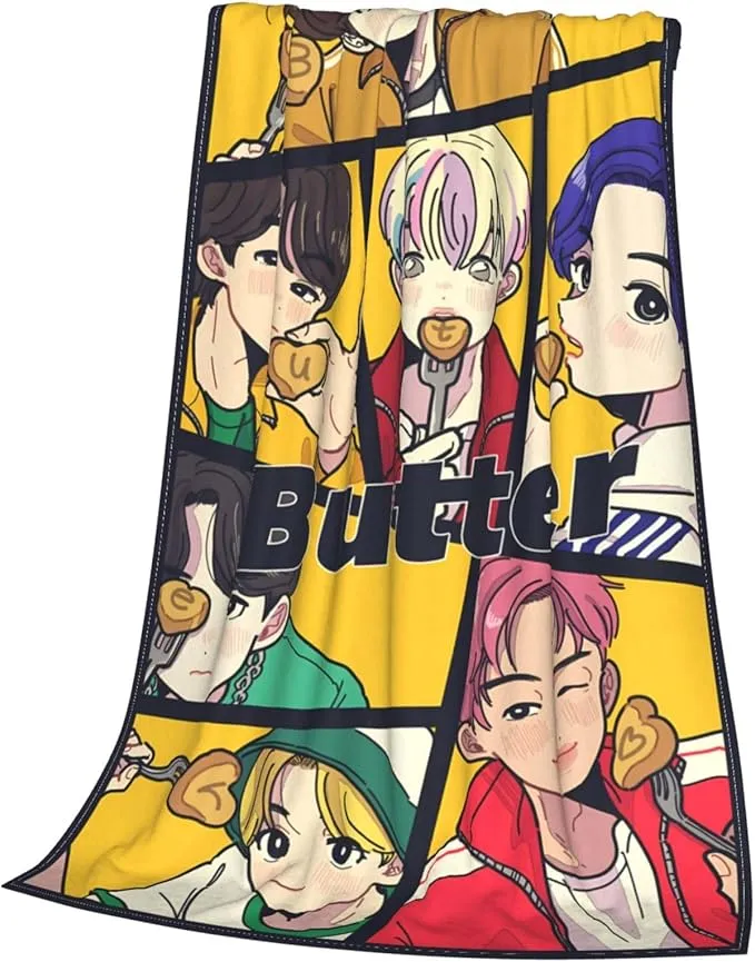 Jung Kook Blanket 60"X80" Soft and Comfortable Warm Fleece Throw Full Picture of Idol Group Blankets Yoga Blankets Beach Blanket Picnic Blankets Gift for Dorm Room Decor Sofa Bed Camping Travel