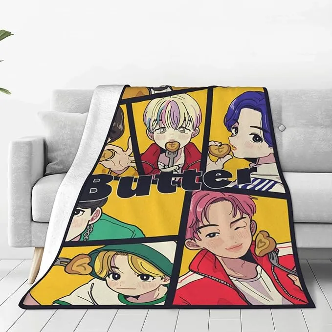 Jung Kook Blanket 60"X80" Soft and Comfortable Warm Fleece Throw Full Picture of Idol Group Blankets Yoga Blankets Beach Blanket Picnic Blankets Gift for Dorm Room Decor Sofa Bed Camping Travel