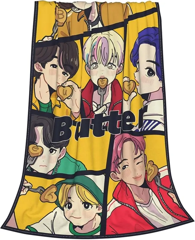 Jung Kook Blanket 60"X80" Soft and Comfortable Warm Fleece Throw Full Picture of Idol Group Blankets Yoga Blankets Beach Blanket Picnic Blankets Gift for Dorm Room Decor Sofa Bed Camping Travel