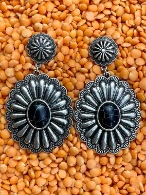 Justin Floral Oval Concho Post Earrings