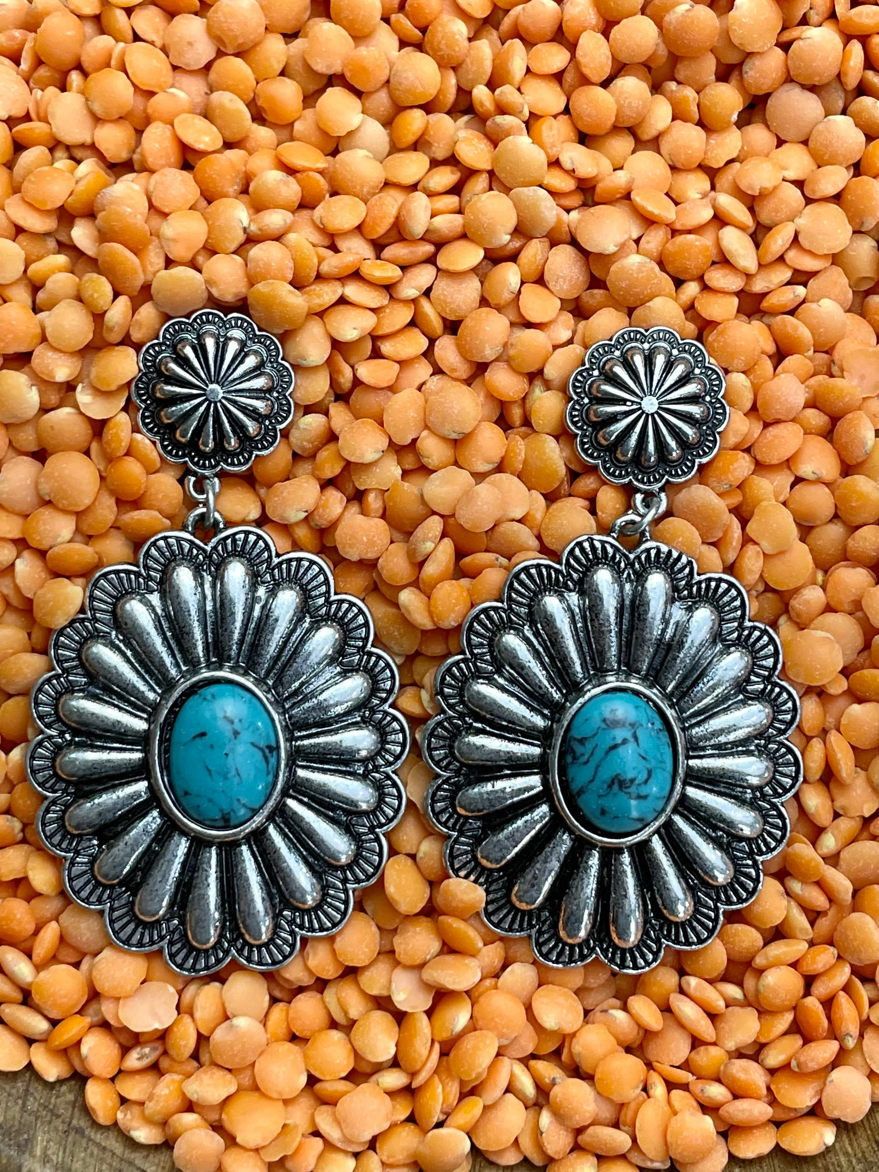 Justin Floral Oval Concho Post Earrings