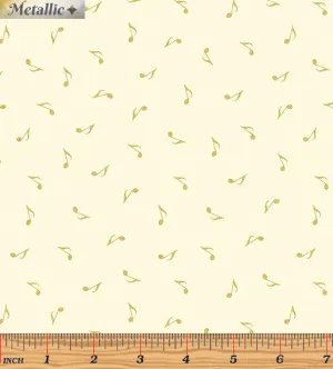 Kanvas Studio Music Notes Cream Gold Metallic Cotton Fabric 7723M-07-Cream-Gold