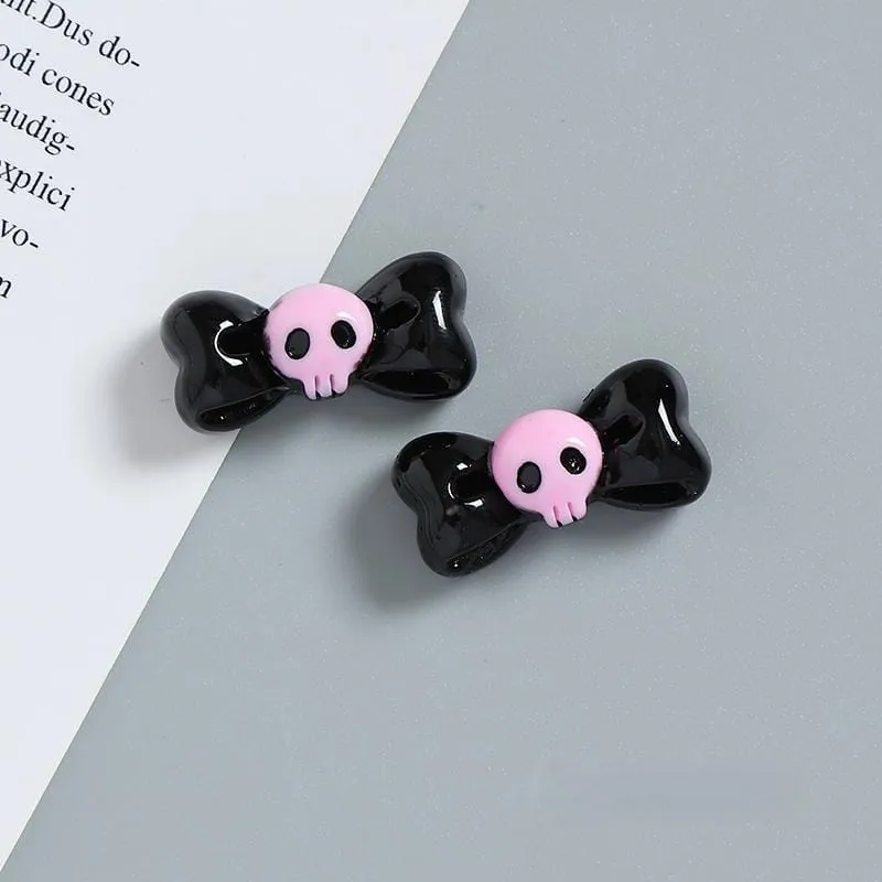 Kawaii 2 Pieces Kuromi Skull Bone Hair Clip Hair Rope Set