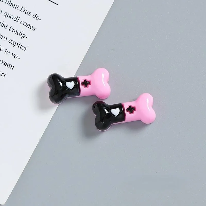 Kawaii 2 Pieces Kuromi Skull Bone Hair Clip Hair Rope Set