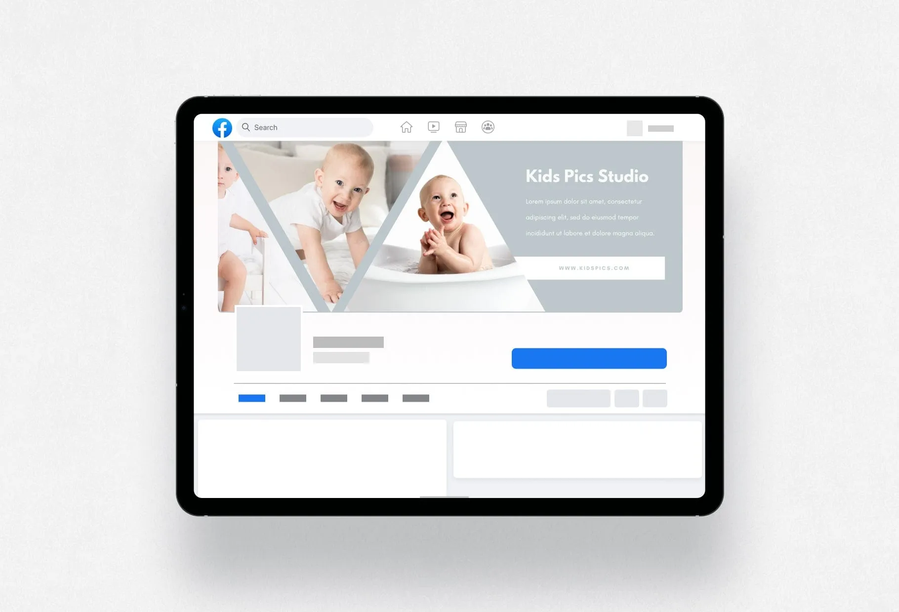 Kids Pics Studio Facebook Cover for Photographers Editable Canva Template