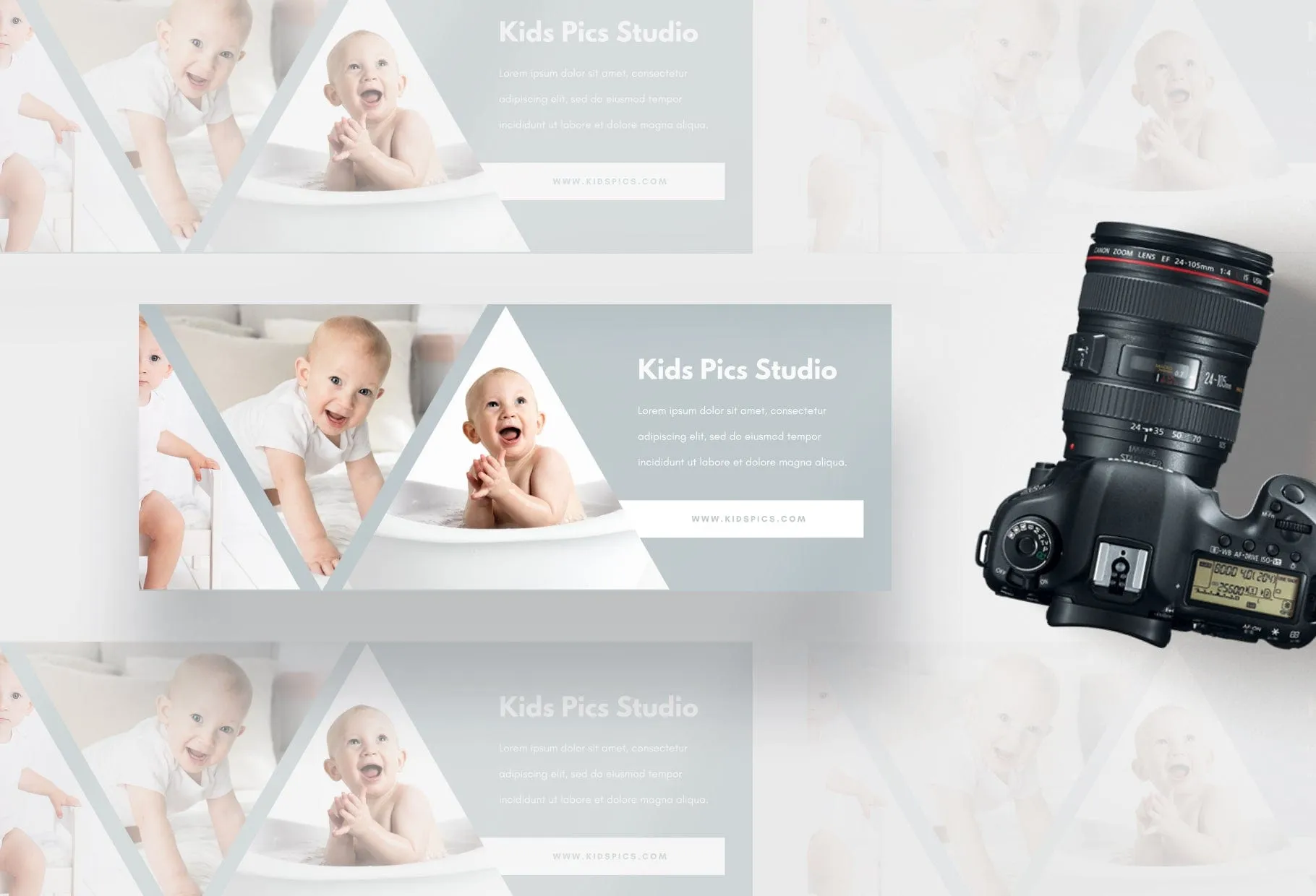 Kids Pics Studio Facebook Cover for Photographers Editable Canva Template