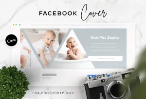 Kids Pics Studio Facebook Cover for Photographers Editable Canva Template